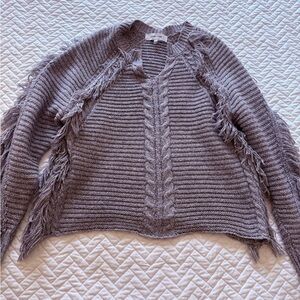 John + Jenn Lavender Fringed Sweater
